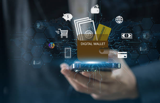 Digital wallet services displayed above a smartphone